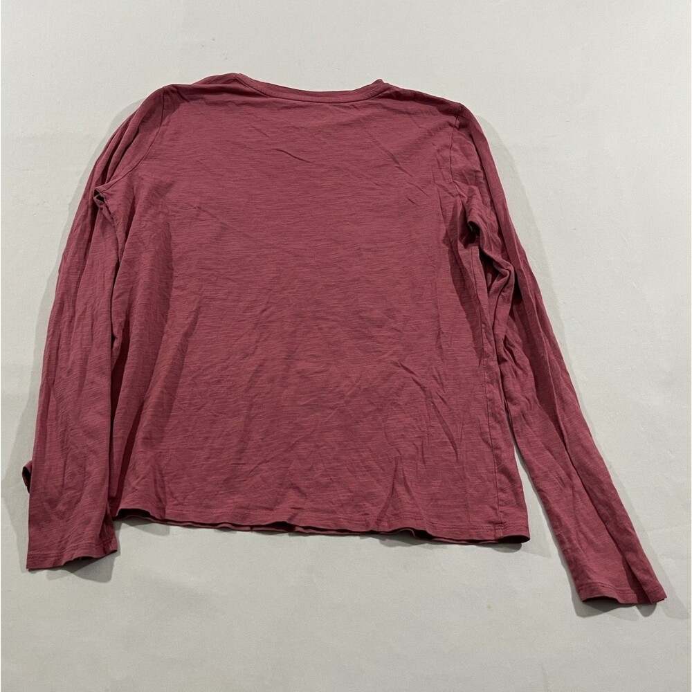 Garnet Hill Top Pink Soft Organic Cotton Blend Long Sleeve Pocket Crew Tee Sz M - Picture 7 of 9